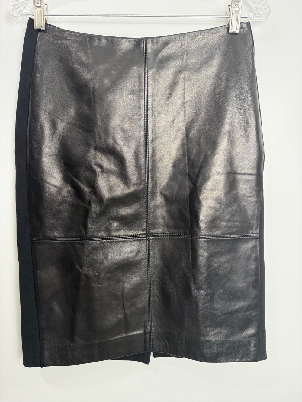 Talbots Black Lamb Skin Midi Skirt